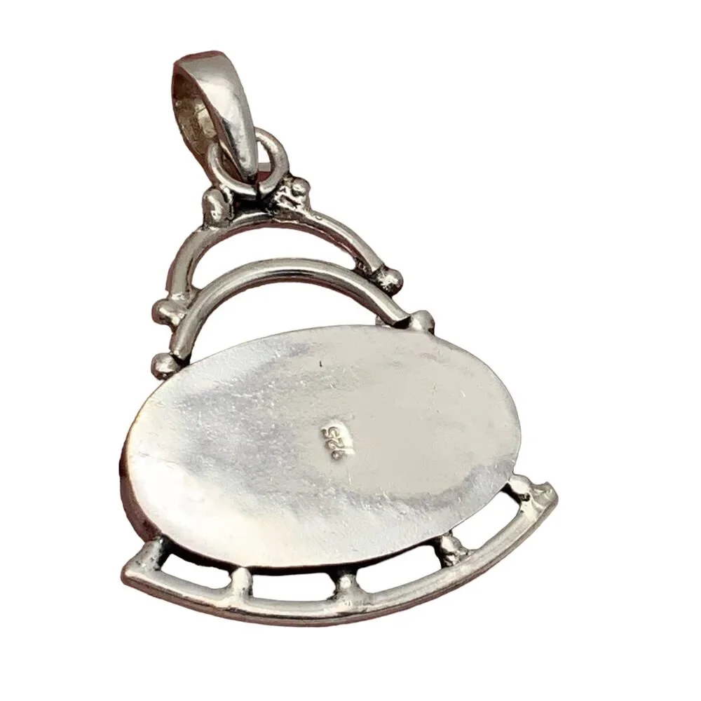 Pink Rainbow Moonstone Solid 925 Sterling Silver Pendant - Picture 2 of 5